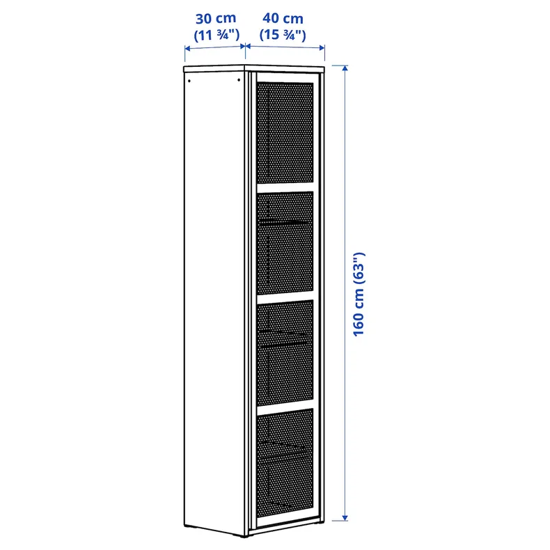 IKEA IVAR ІВАР, шафа з дверцятами, чорна сітка, 40x160 см 205.312.39 фото №7