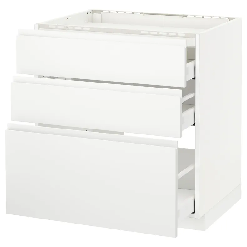 IKEA METOD МЕТОД / MAXIMERA МАКСИМЕРА, напольн шкаф / 3фронт пнл / 3ящика, белый / Воксторп матовый белый, 80x60 см 291.127.90 фото №1