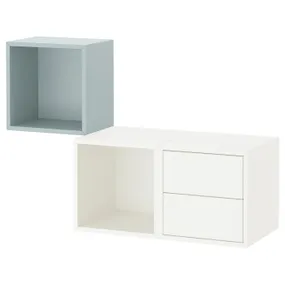 IKEA EKET ЕКЕТ, настінна комбінація для зберігання, білий / світлий сіро-блакитний, 105x35x70 см 595.216.87 фото