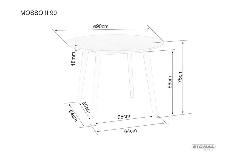 Стіл кухонний SIGNAL MOSSO III, дуб, 80x80 фото №4