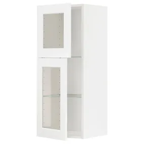 IKEA METOD МЕТОД, настінна шафа, полиці / 2 склх дверц, білий Енкопінг / білий імітація дерева, 40x100 см 394.734.80 фото