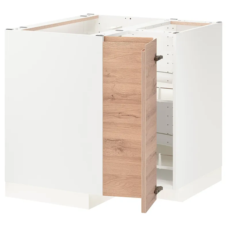 IKEA METOD МЕТОД, угловой напольн шкаф с вращающ секц, белый / Воксторп имит. дуб, 88x88 см 694.021.89 фото №1