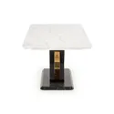 Обідній стіл розкладний HALMAR VINCENZO 160-200x90 см, білий мармур, чорна/золота ніжка фото thumb №8
