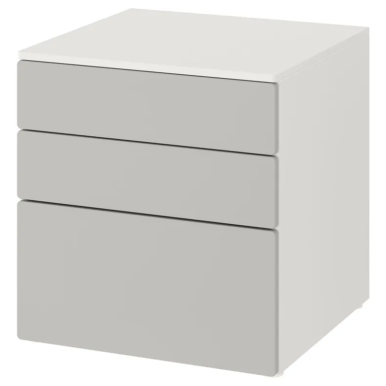 IKEA SMÅSTAD СМОСТАД / PLATSA ПЛАТСА, комод с 3 ящиками, белый / серый, 60x57x63 см 193.875.63 фото №1