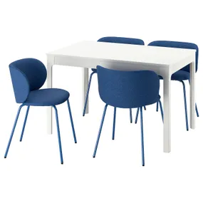 IKEA EKEDALEN ЕКЕДАЛЕН / KRYLBO КРЮЛБУ, стіл+4 стільці, білий / синій Tonerud, 120 / 180 см 795.704.17 фото