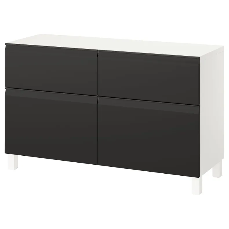 IKEA BESTÅ БЕСТО, комб для хран с дверц/ящ, белый Hammarsmed/Stubbarp/антрацит, 120x42x74 см 795.693.34 фото №1