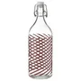 IKEA KORKEN КОРКЕН, пляшка з пробкою, смугасте прозоре / рожеве скло, 1 l 105.647.01 фото