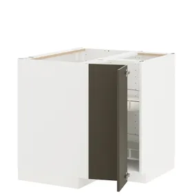 IKEA METOD МЕТОД, угловой напольн шкаф с вращающ секц, белый/гавсторпский коричневый/бежевый, 88x88 см 295.586.82 фото