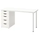 IKEA LAGKAPTEN ЛАГКАПТЕН / ALEX АЛЕКС, письменный стол, белый, 140x60 см 494.319.27 фото thumb №1