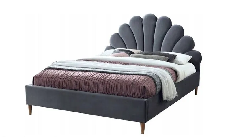 Двуспальная кровать SIGNAL SANTANA Velvet, Bluvel 14 - серый, 160x200 фото №1
