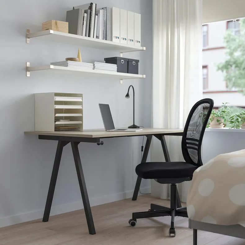 IKEA TROTTEN ТРОТТЕН, письмовий стіл, бежевий / антрацит, 140x80 см 894.295.50 фото №8