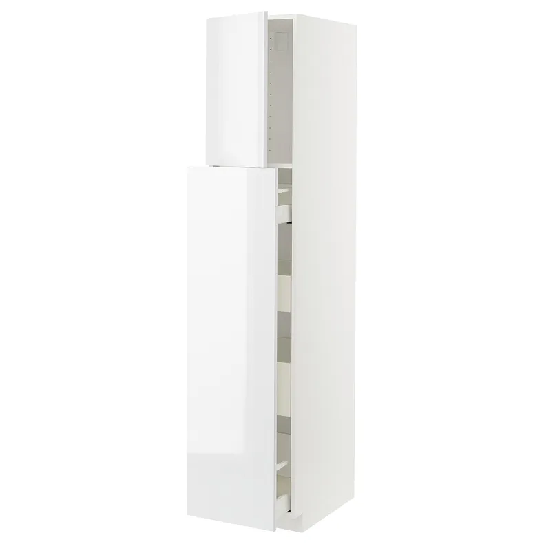 IKEA METOD МЕТОД / MAXIMERA МАКСИМЕРА, высокий шкаф / выдвижн секция / 1дв / 4ящ, белый / Рингхульт белый, 40x60x200 см 794.683.68 фото №1