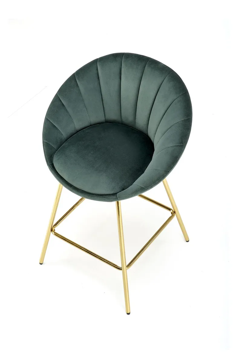 Барний стілець оксамитовий HALMAR H112 темно-зелений, золотий фото №12