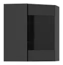 BRW Угловой кухонный шкаф Sole L6 60 см с витриной правый черный матовый, черный/черный матовый FM_GNWU_60/72_PV-CA/CAM фото thumb №2