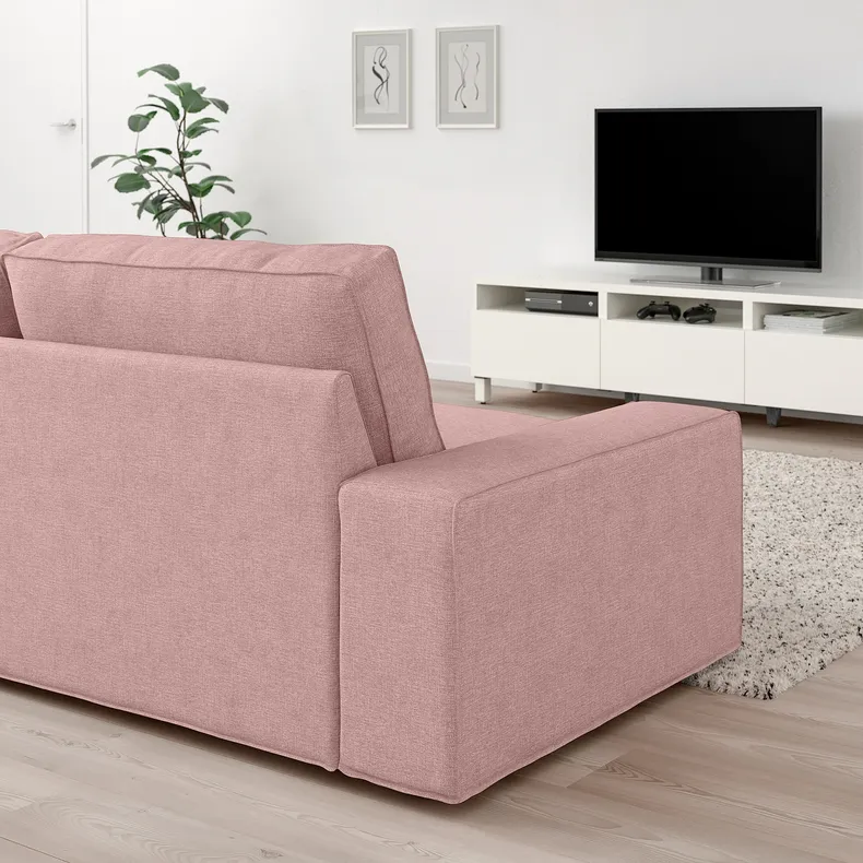 IKEA KIVIK КІВІК, 3-місний диван із кушеткою, Гарматний світло-рожевий 394.848.17 фото №4