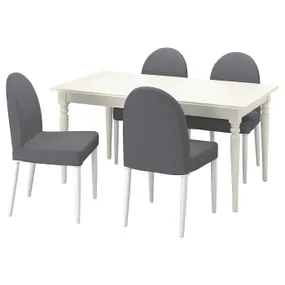 IKEA INGATORP ІНГАТОРП / DANDERYD ДАНДЕРЮД, стіл+4 стільці, білий білий/ВІССЛЕ сірий, 155/215 см 894.839.62 фото