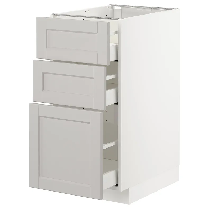 IKEA METOD МЕТОД / MAXIMERA МАКСИМЕРА, напольный шкаф с 3 ящиками, белый / светло-серый, 40x60 см 592.742.29 фото №1