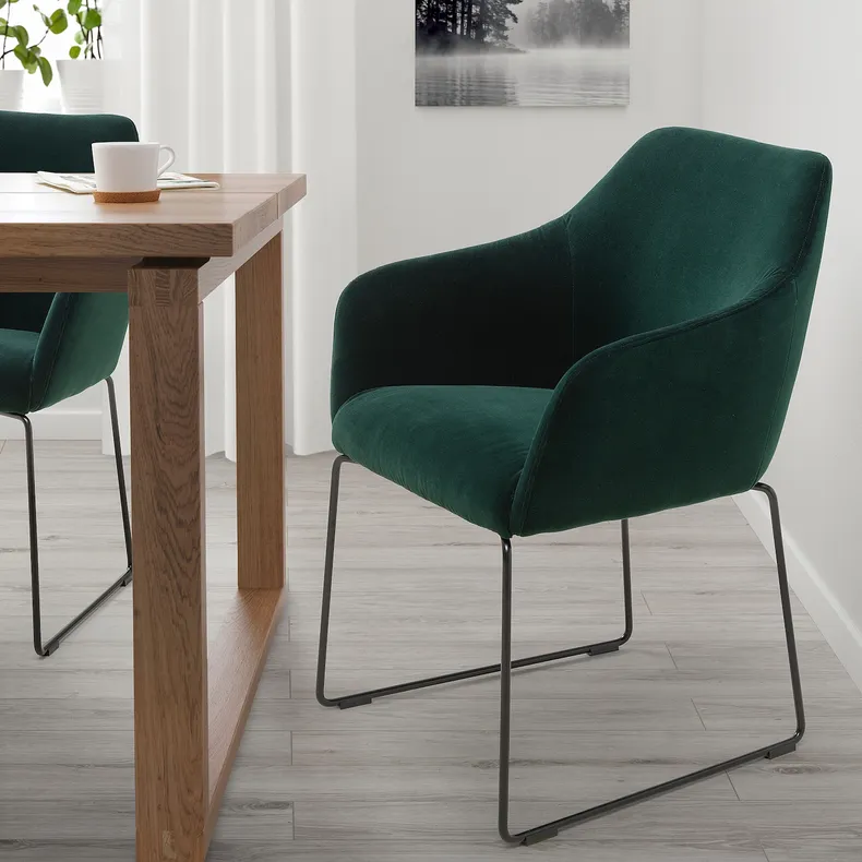 IKEA TOSSBERG ТОССБЕРГ, стілець, чорний метал/зелений акаміт 205.182.33 фото №2