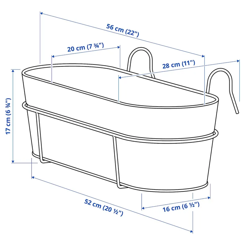 IKEA VITLÖK, коробка з ручкою, внутрішній/зовнішній/бірюзовий, 56x20 см 305.847.55 фото №5