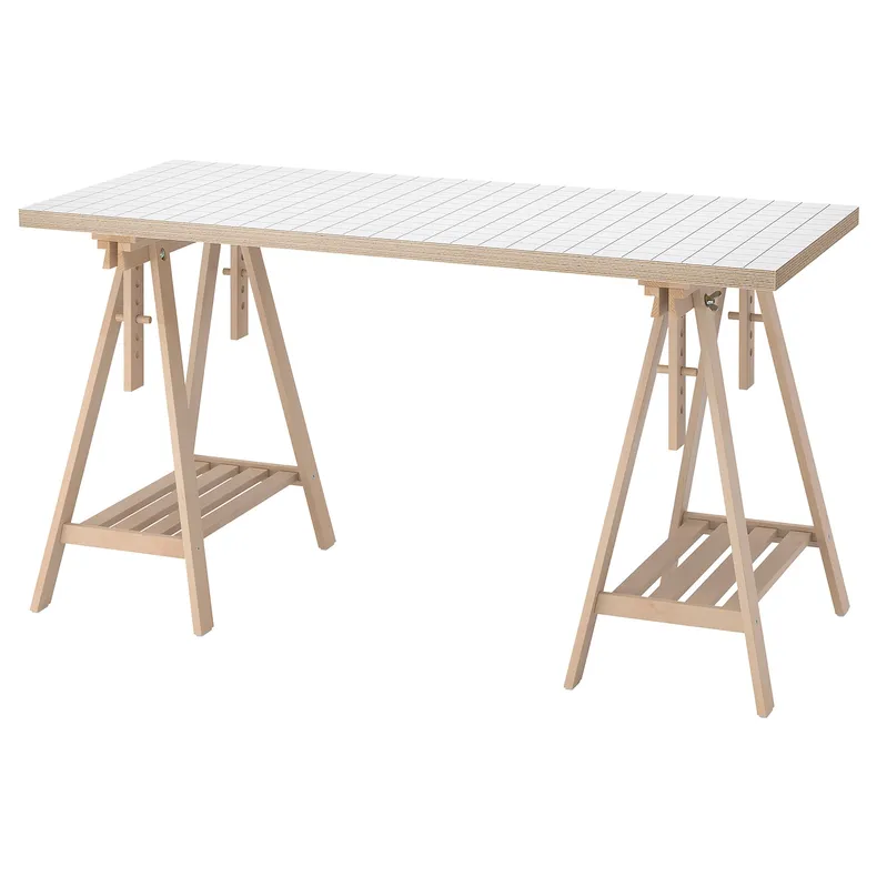 IKEA LAGKAPTEN ЛАГКАПТЕН / MITTBACK МІТТБАКК, письмовий стіл, білий антрацит / береза, 140x60 см 495.084.84 фото №1
