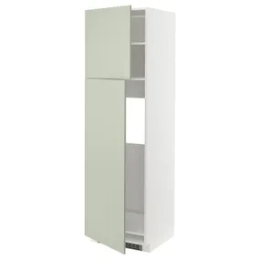 IKEA METOD МЕТОД, висока шафа для холодильника, 2 дв, білий / Стенсунд світло-зелений, 60x60x200 см 794.872.20 фото