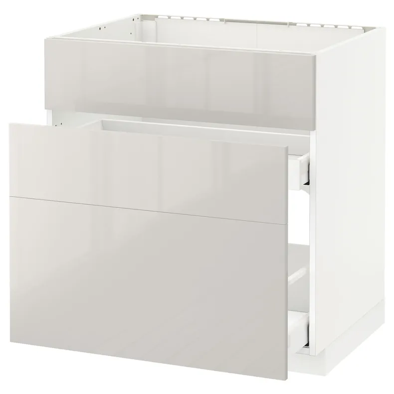 IKEA METOD МЕТОД / MAXIMERA МАКСІМЕРА, підлог шафа д / мийки+3 фр пан / 2 шух, білий / Ringhult світло-сірий, 80x60 см 891.418.98 фото №1