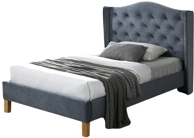 Односпальная кровать SIGNAL ASPEN Velvet, серый / дуб, 90x200 фото №1