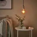 IKEA JÄLLBY / MOLNART, підвісний світильник з лампочкою, нікельована тканина / коричнева сфера прозоре скло 395.826.48 фото thumb №2