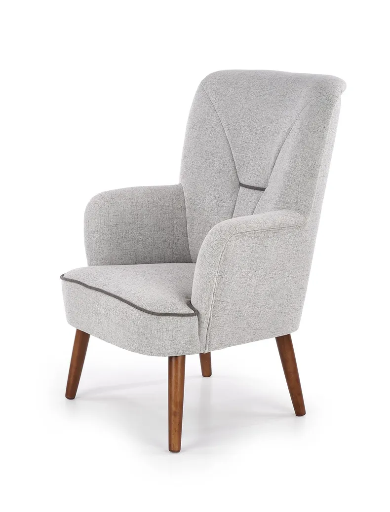 Мягкое кресло HALMAR BISHOP, ткань: серый, ореховый фото №1