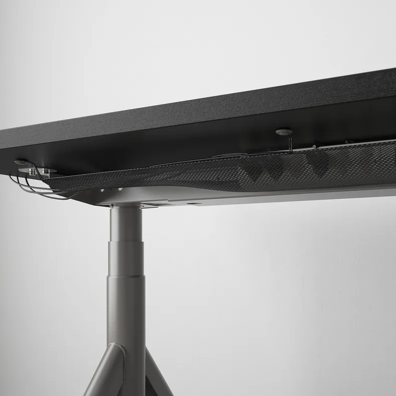 IKEA IDÅSEN ІДОСЕН, стіл регульований, чорний/темно-сірий, 160x80 см 492.809.90 фото №8