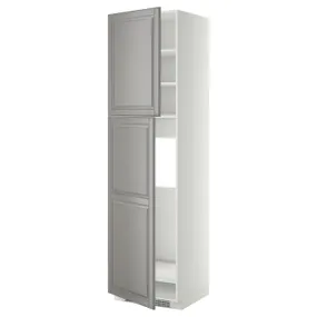 IKEA METOD МЕТОД, висока шафа для холодильника, 2 дв, білий / сірий Бодбін, 60x60x220 см 994.596.12 фото