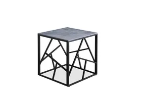 Журнальний столик HALMAR UNIVERSE 2 квадратний 55x55 см, сірий мармур/чорний фото