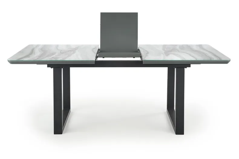 Обідній стіл розкладний HALMAR MARLEY 160-200x90 см, стільниця - білий мармур / попелясто-сірий, ніжки - чорні фото №14
