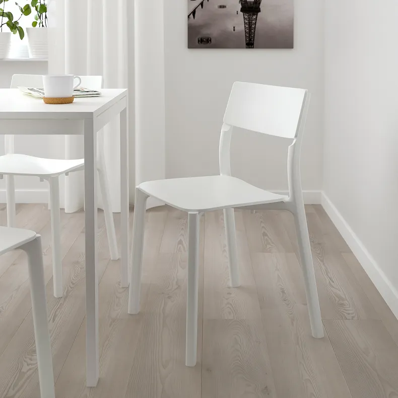 IKEA VANGSTA ВАНГСТА / JANINGE ЯНІНГЕ, стіл+4 стільці, білий / білий, 120 / 180 см 194.830.41 фото №5