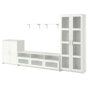IKEA BRIMNES БРИМНЭС / BURHULT БУРГУЛЬТ, шкаф для ТВ, комбинация, белый, 338x41x190 см 593.986.73 фото