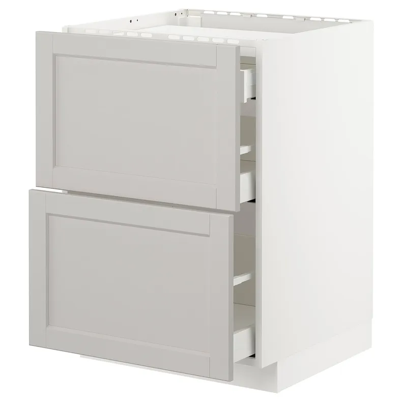 IKEA METOD МЕТОД / MAXIMERA МАКСИМЕРА, напольн шкаф / 2 фронт пнл / 3 ящика, белый / светло-серый, 60x60 см 692.743.99 фото №1