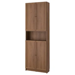 IKEA BILLY БІЛЛІ / OXBERG ОКСБЕРГ, книжкова шафа з дверц/дод модул, коричневий горіх, 80x30x237 см 294.833.71 фото