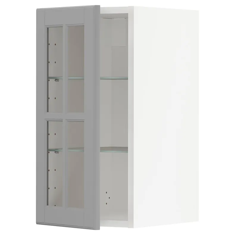 IKEA METOD МЕТОД, навісна шафа,полиці / скляні дверцята, білий / сірий Бодбін, 30x60 см 593.949.67 фото №1