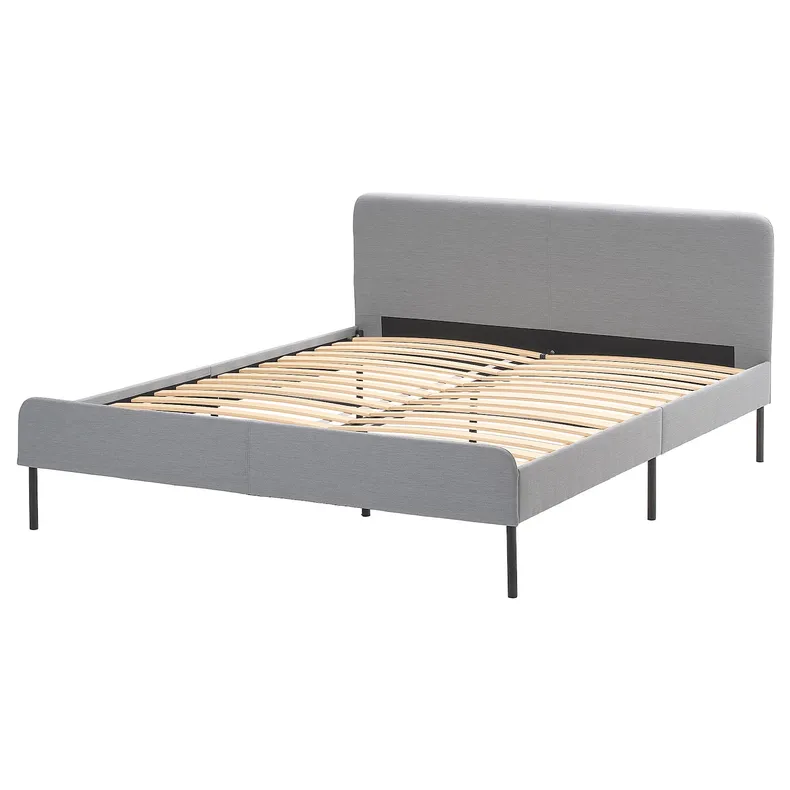 IKEA SLATTUM СЛАТТУМ, каркас ліжка з оббивкою, КНІСА світло-сірий, 160x200 см 604.463.76 фото №9