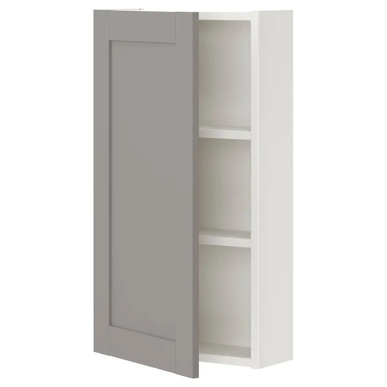 IKEA ENHET ЕНХЕТ, настінн шафа з 2 поличками/дверцят, біла/сіра рамка, 40x17x75 см 193.227.22 фото №1