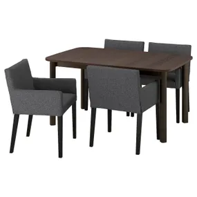 IKEA STRANDTORP СТРАНДТОРП / MÅRENÄS МОРЕНЭС, стол и 4 стула, коричневый/оранжевый темно-серый черный, 150/205/260 см 095.692.95 фото