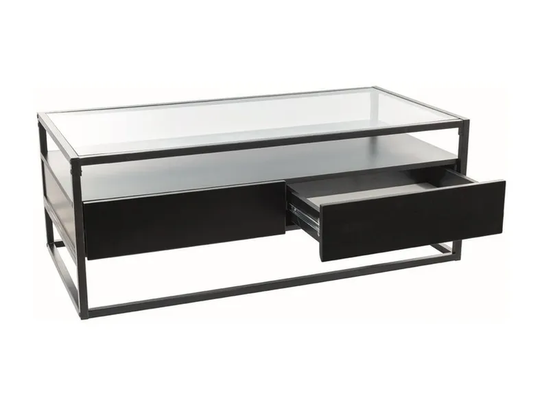 Журнальный столик SIGNAL CARLO A, прозрачный + черный / черный, 55x110 см фото №1