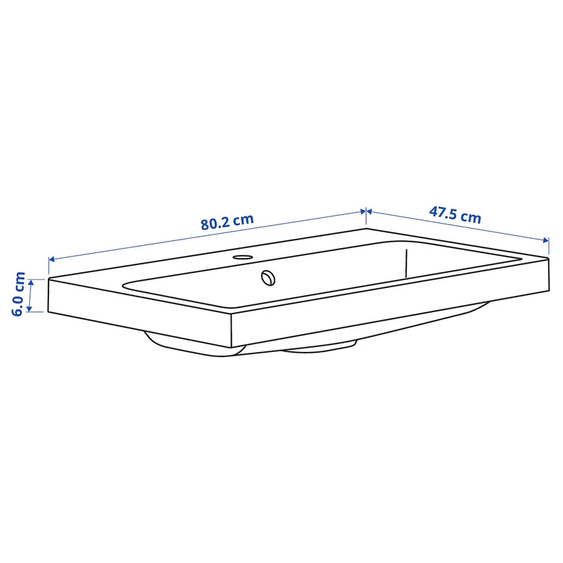 IKEA BACKSJÖN БАККШЕН, раковина з сифоном, білий, 80x48 см фото №3