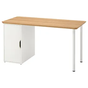 IKEA ANFALLARE АНФАЛЛАРЕ / ALEX АЛЕКС, письмовий стіл, бамбук/білий, 140x65 см 595.216.68 фото