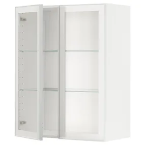 IKEA METOD МЕТОД, настінна шафа, полиці / 2 склх дверц, білий / ХЕЙСТА біле прозоре скло, 80x100 см 694.905.72 фото
