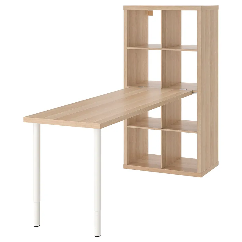 IKEA KALLAX КАЛЛАКС / LAGKAPTEN ЛАГКАПТЕН, стол, комбинация, белый / дуб, окрашенный в белый цвет, 77x179x147 см 494.816.82 фото №1