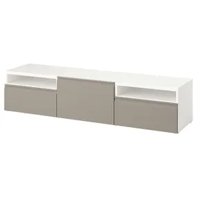 IKEA BESTÅ БЕСТО, тумба під телевізор, білий і хаммарсмед бежевий, 180x42x39 см фото