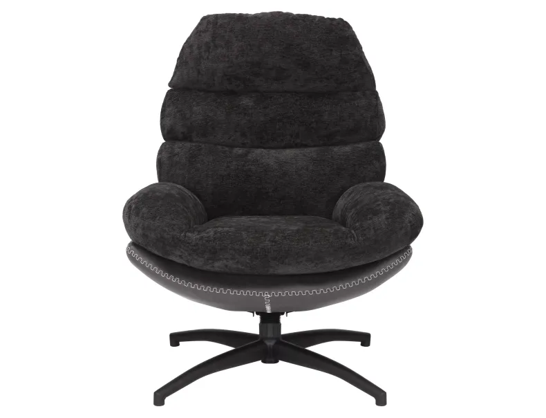 Кресло мягкое поворотное SIGNAL GISELLE, ткань + экокожа: черный фото №2