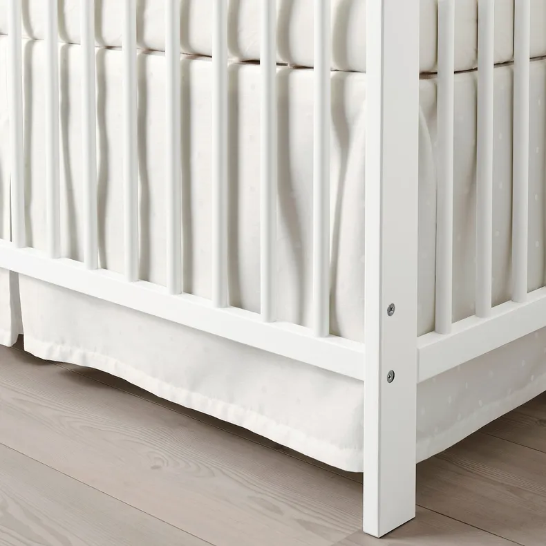 IKEA LENAST ЛЕНАСТ, спідниця для ліжка для немовлят, крапки/білий, 60x120 см 604.576.28 фото №3