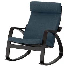 IKEA POÄNG ПОЭНГ, кресло-качалка, черный / коричневый / темно-синий 894.291.64 фото